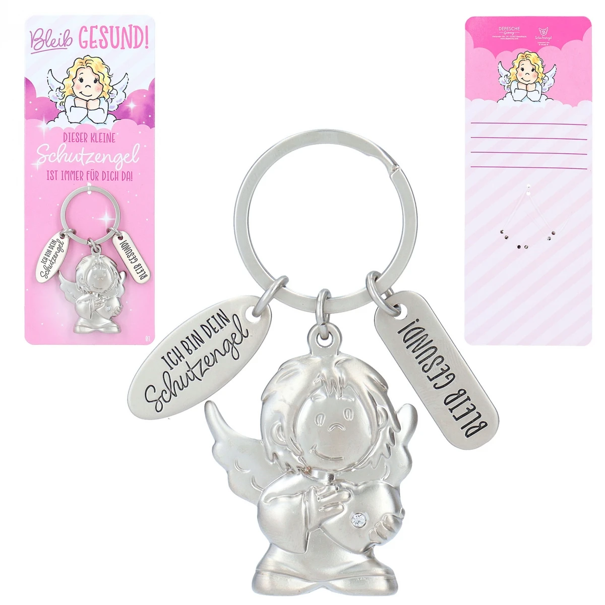 Depesche Schutzengel Schlüsselanhänger Bleib Gesund – Herz Rosa 3 Depesche Schutzengel Schlüsselanhänger Bleib Gesund – Herz Rosa