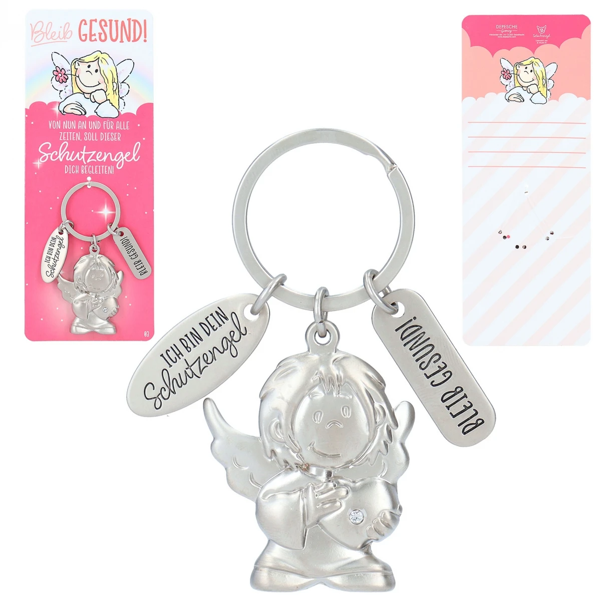 Depesche Schutzengel Schlüsselanhänger Bleib Gesund – Herz Pink 3 Depesche Schutzengel Schlüsselanhänger Bleib Gesund – Herz Pink