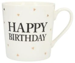 Depesche Porzellan-Becher Mit Goldverzierung Und Spruch „Happy Birthday“ (schwarze Schrift)