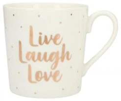 Depesche Porzellan-Becher Mit Goldverzierung Und Spruch „Live – Laugh – Love“