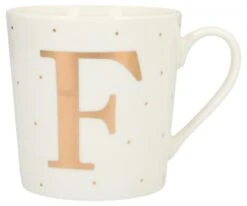 Depesche Porzellan-Becher Mit Goldverzierung Und Buchstabe „F“