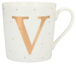 Depesche Porzellan-Becher Mit Goldverzierung Und Buchstabe „V“