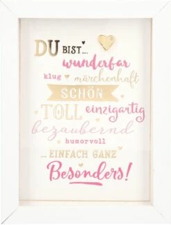 Depesche Mini-Bilderrahmen Mit Schriftzug “Du Bist Wunderbar Klug, Märchenhaft …”